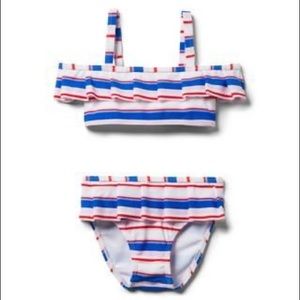 Janie and Jack Striped Pleated 2-Piece Bikini Swimsuit, 6 - NWT
